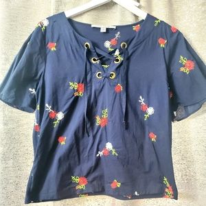 Womens Marc New York navy floral top